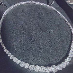 925 Sterling Silver Graduated CZ Necklace